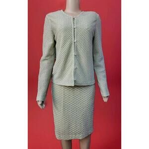 ANDREA POLIZZI For REX LESTER Vintage Size L Metallic Green 2PC Slip Dress #C